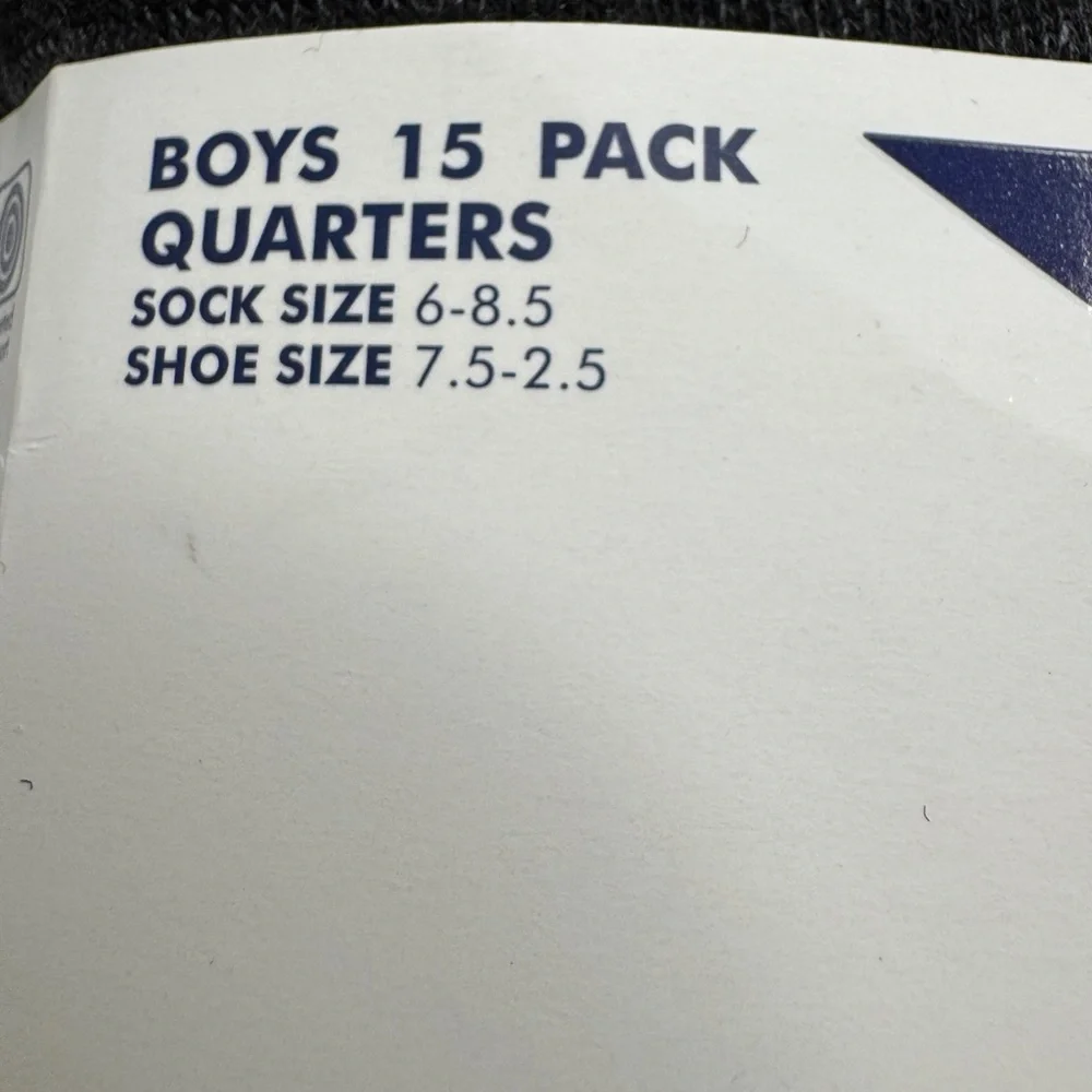 Pony Boys Quarter Socks 15 Pack Athletic Cushioned Black - New
